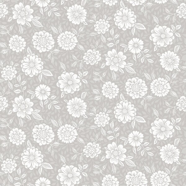 Manhattan Comfort Lewisville Lizette Grey Charming Floral 33 ft L X 209 in W Wallpaper BR4080-15909 - main